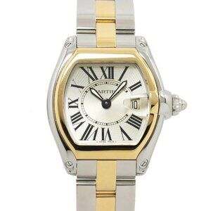 Cartier Roadster SM W62026Y4 Date K18YG Quartz Silver Dial Ladies 90267499
